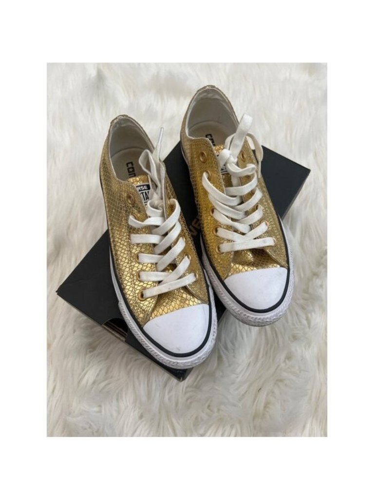 Gold Snake Skin Chuck Converse Sneakers Low Top With Box
